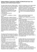 Diabetes Mellitus Complications &lpar;HHNS and DKA&rpar; NCLEX Exam Test Questions with Verified Answers Rated A