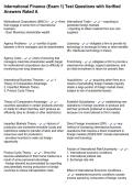International Finance &lpar;Exam 1&rpar; Test Questions with Verified Answers Rated A