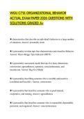 WGU C715 ORGANIZATIONAL BEHAVIOR ACTUAL EXAM PAPER 2026 QUESTIONS WITH SOLUTIONS GRADED A&plus;