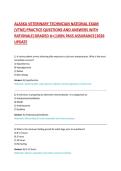 ALASKA VETERINARY TECHNICIAN NATIONAL EXAM  &lpar;VTNE&rpar; PRACTICE QUESTIONS AND ANSWERS WITH  RATIONALE&vert;GRADED A&plus;&vert;100&percnt; PASS ASSURANCE&vert;2026  UPDATE