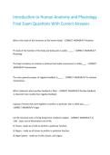 Introduction to Human Anatomy and Physiology Final Exam Questions With Correct Answers