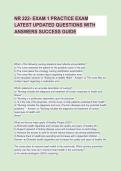 NR 222- EXAM 1 PRACTICE EXAM LATEST UPDATED QUESTIONS WITH ANSWERS SUCCESS GUIDE