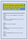 PTCB ACTUAL EXAM &lpar;Pharmacy Technician Certification Board&rpar; Latest Update 2025 &sol; 2026 Questions & Answers with rationales &vert; 100&percnt; Correct &vert; Grade A&plus; &vert;