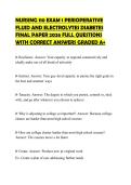 NURSING 110 EXAM 1 PERIOPERATIVE FLUID AND ELECTROLYTES DIABETES FINAL PAPER 2026 FULL QUESTIONS WITH CORRECT ANSWERS GRADED A&plus;
