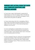 NURSING ARTS ACTUAL EXAM TEST BANK 2026 COMPLETE QUESTIONS AND VERIFIED ANSWERS