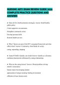 NURSING ARTS EXAM REVIEW GUIDE 2026 COMPLETE PRACTICE QUESTIONS AND ANSWERS