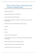 Older Adults Exam 1 Questions and answers Updated 2026