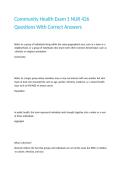 Community Health Exam 1 NUR 426 Questions With Correct Answers 