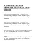 NUTRITION PROCTORED RETAKE CERTIFICATION EVALUATION 2026 SOLVED QUESTIONS