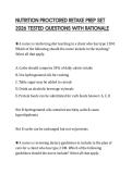 NUTRITION PROCTORED RETAKE PREP SET 2026 TESTED QUESTIONS WITH RATIONALE