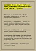 Biology 1100 Final Exam Review Questions & Verified Answers