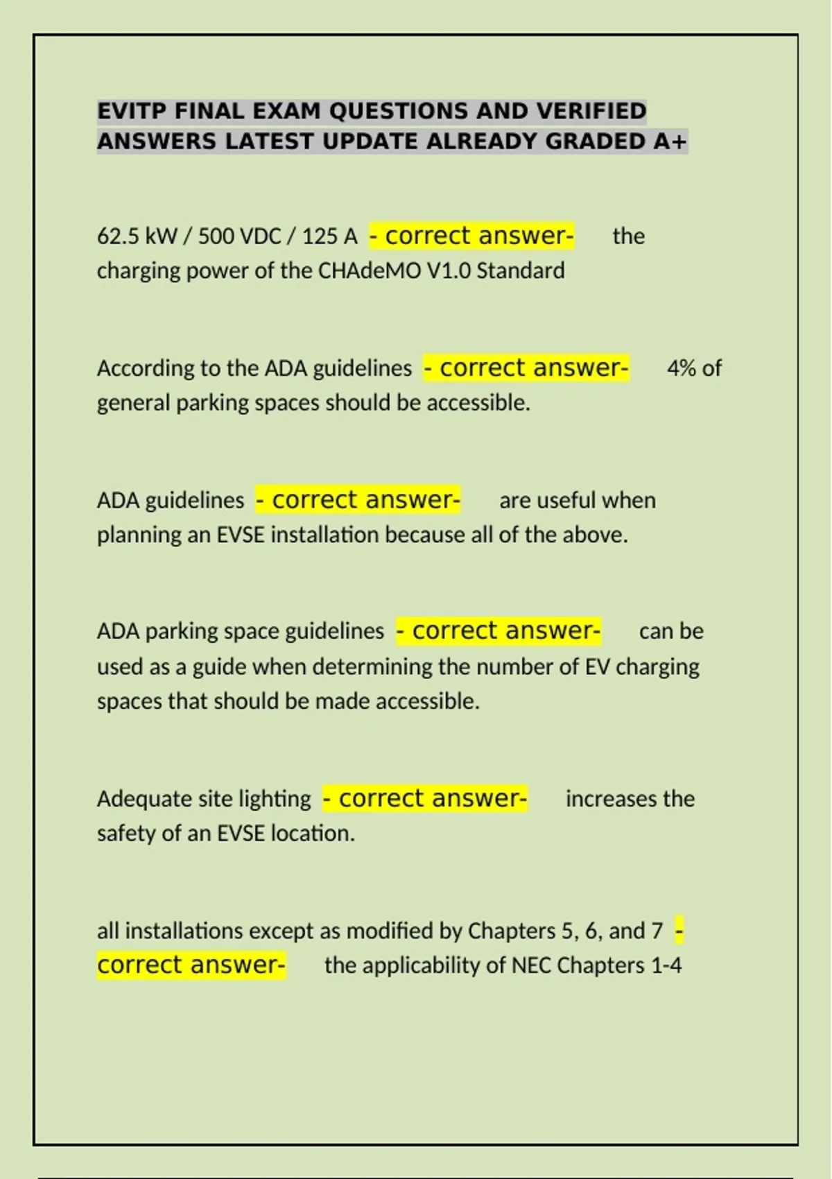 Evip EVITP Final Exam Questions and Verified Answers latest update already ...