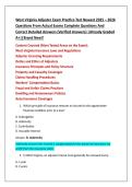 West Virginia Adjuster Exam Practice Test Newest 2025 &ndash; 2026  Questions From Actual Exams Complete Questions And  Correct Detailed Answers &lpar;Verified Answers&rpar; &vert;Already Graded  A&plus;&vert;&vert;Brand New&excl;&excl;