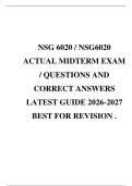 NSG 6020 &sol; NSG6020 ACTUAL MIDTERM EXAM &sol; QUESTIONS AND CORRECT ANSWERS LATEST GUIDE 2026-2027 BEST FOR REVISION &period;