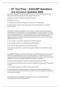 NT Test Prep &ndash; AGACNP Questions and Answers Updated 2026
