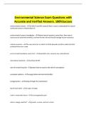 Environmental Science Exam Questions with Accurate and Verified Answers&period; 100&percnt;Success
