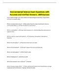 Environmental Science Exam Questions with Accurate and Verified Answers&period; 100&percnt;Success