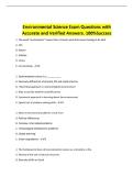 Environmental Science Exam Questions with Accurate and Verified Answers&period; 100&percnt;Success