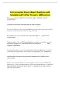 Environmental Science Exam Questions with Accurate and Verified Answers&period; 100&percnt;Success