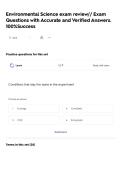 Environmental Science exam review&sol;&sol; Exam Questions with Accurate and Verified Answers&period; 100&percnt;Success