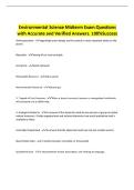 Environmental Science Midterm Exam Questions with Accurate and Verified Answers&period; 100&percnt;Success