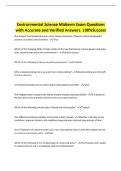 Environmental Science Midterm Exam Questions with Accurate and Verified Answers&period; 100&percnt;Success