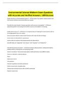 Environmental Science Midterm Exam Questions with Accurate and Verified Answers&period; 100&percnt;Success