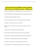 Environmental Science Midterm Exam Questions with Accurate and Verified Answers&period; 100&percnt;Success
