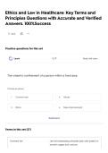 Ethics and Law in Healthcare&colon; Key Terms and Principles Questions with Accurate and Verified Answers&period; 100&percnt;Success