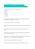 General Biology II Final Exam Review Questions with Answers Verified by Expert