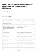 Health Care Ethics Midterm Exam Questions with Accurate and Verified Answers&period; 100&percnt;Success
