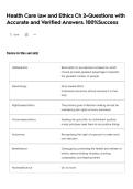 Health Care law and Ethics Ch 2-Questions with Accurate and Verified Answers&period; 100&percnt;Success