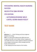 Psychiatric Mental Health Nursing Test Bank 2026 &vert; Curtis & Fegley NCLEX-Style Questions &vert; Clinical Judgement Nursing Test Bank