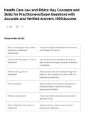 Health Care Law and Ethics&colon; Key Concepts and Skills for Practitioners&sol;Exam Questions with Accurate and Verified Answers&period; 100&percnt;Success
