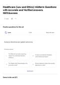 Healthcare &lpar;Law and Ethics&rpar; Midterm Questions with Accurate and Verified Answers&period; 100&percnt;Success
