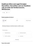 Healthcare Ethics and Legal Principles&colon; Microethics&comma; Macroethics&comma; and Law Questions with Accurate and Verified Answers&period; 100&percnt;Success