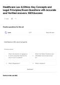 Healthcare Law & Ethics&colon; Key Concepts and Legal Principles&sol;Exam Questions with Accurate and Verified Answers&period; 100&percnt;Success