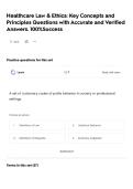 Healthcare Law & Ethics&colon; Key Concepts and Principles Questions with Accurate and Verified Answers&period; 100&percnt;Success