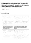 Healthcare Law and Ethics&colon; Key Concepts for Medical Professionals Questions with Accurate and Verified Answers&period; 100&percnt;Success