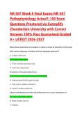 NR 507 Advanced Pathophysiology Week 8 Final Exam &ndash; Chamberlain University Proctored Exam Questions with Verified Answers LATEST UPDATE