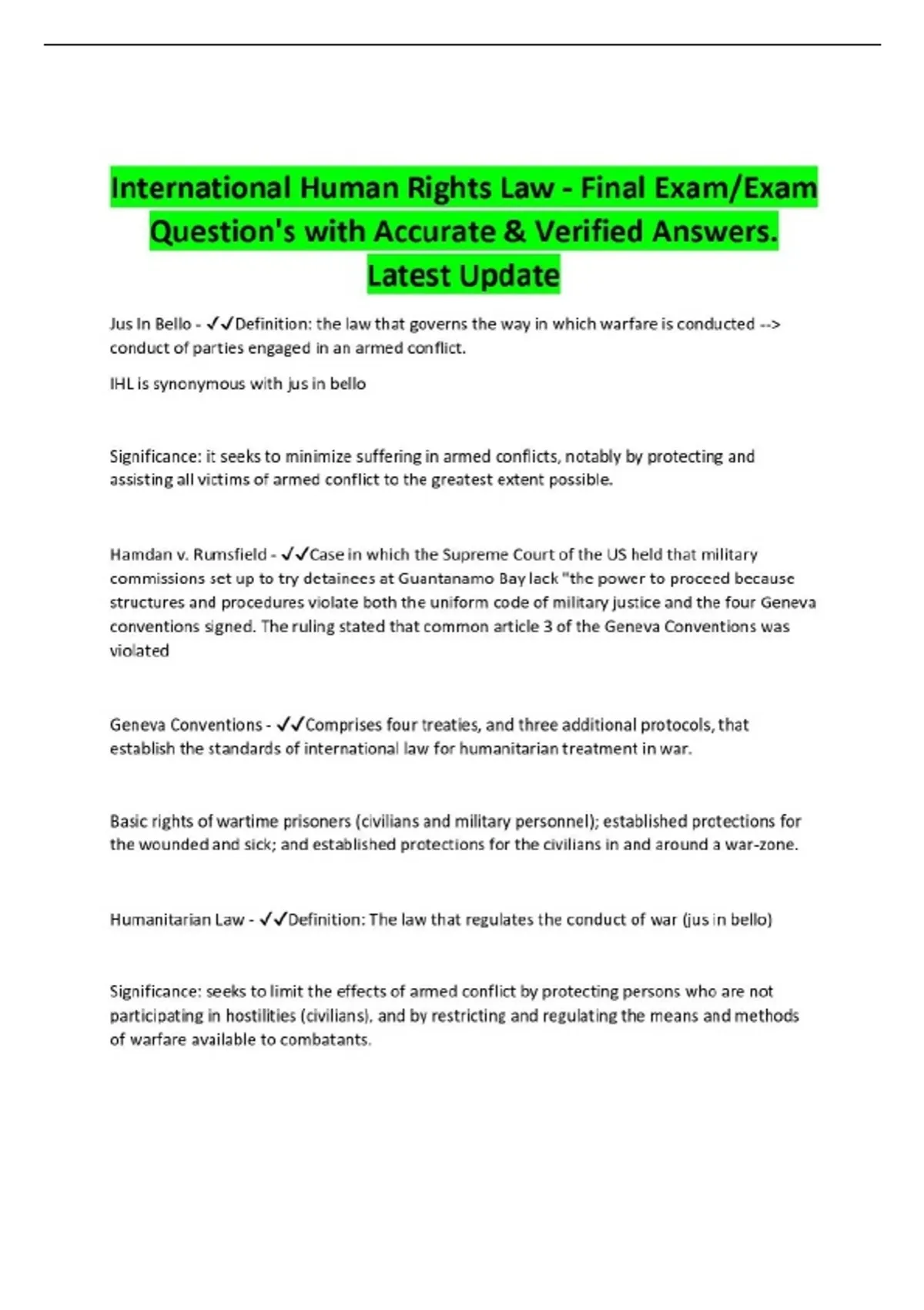 International Human Rights Law - Final Exam/Exam Question's with ...