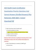 ACE Health Coach Certification  Examination Practice Questions And  Correct Answers &lpar;Verified Answers&rpar; Plus  Rationales 2026 Q&A &vert; Instant  Download Pdf