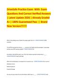 DriveSafe Practice Exam  With  Exam  Questions And Correct Verified Answers  &vert; Latest Update 2026 &vert; Already Graded  A&plus; &vert; 100&percnt; Guaranteed Pass  &vert;  Brand  New Version&excl;&excl;&excl;&excl;&excl;&excl;&excl; 