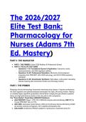 Elite Pharmacology for Nurses Test Bank &lpar;Adams 7th Edition&rpar; &vert; 2026&sol;2027 Guidelines & Rationales