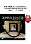 Criminal Behavior&colon; A Psychological Approach &lpar;CRJ&sol;PSY&rpar; 12th Edition Bartol &ndash; Complete Test Bank for Chapters 1&ndash;16 latest update 2026