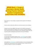  NR548 Week 1&colon; Scope of Psychiatric Mental Health Nursing Practice Advanced Practice Competencies QUESTIONS AND ANSWERS