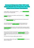 Commercial Refrigeration FINAL TEST Latest Update 2026-2027 Exam 85 Questions with 100&percnt; Verified Correct Answers Guaranteed A&plus;