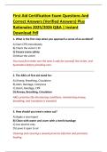 First Aid Certification Exam Questions And  Correct Answers &lpar;Verified Answers&rpar; Plus  Rationales 2025&sol;2026 Q&A &vert; Instant  Download Pdf 