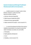 System Analysis and Design Final Exam Review exam with correct answers