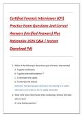Certified Forensic Interviewer &lpar;CFI&rpar;  Practice Exam Questions And Correct  Answers &lpar;Verified Answers&rpar; Plus  Rationales 2026 Q&A &vert; Instant  Download Pdf 